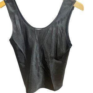 Cinema Etoile Small Black Satin Sleeveless Shiny Shell Tank Top Whimsigoth Layer